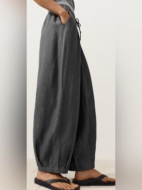 Nomad Charcoal Gray Linen-Touch Wide Leg Pants